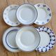 6 mismatched vintage dessert plates in white and blue porcelain – Lo