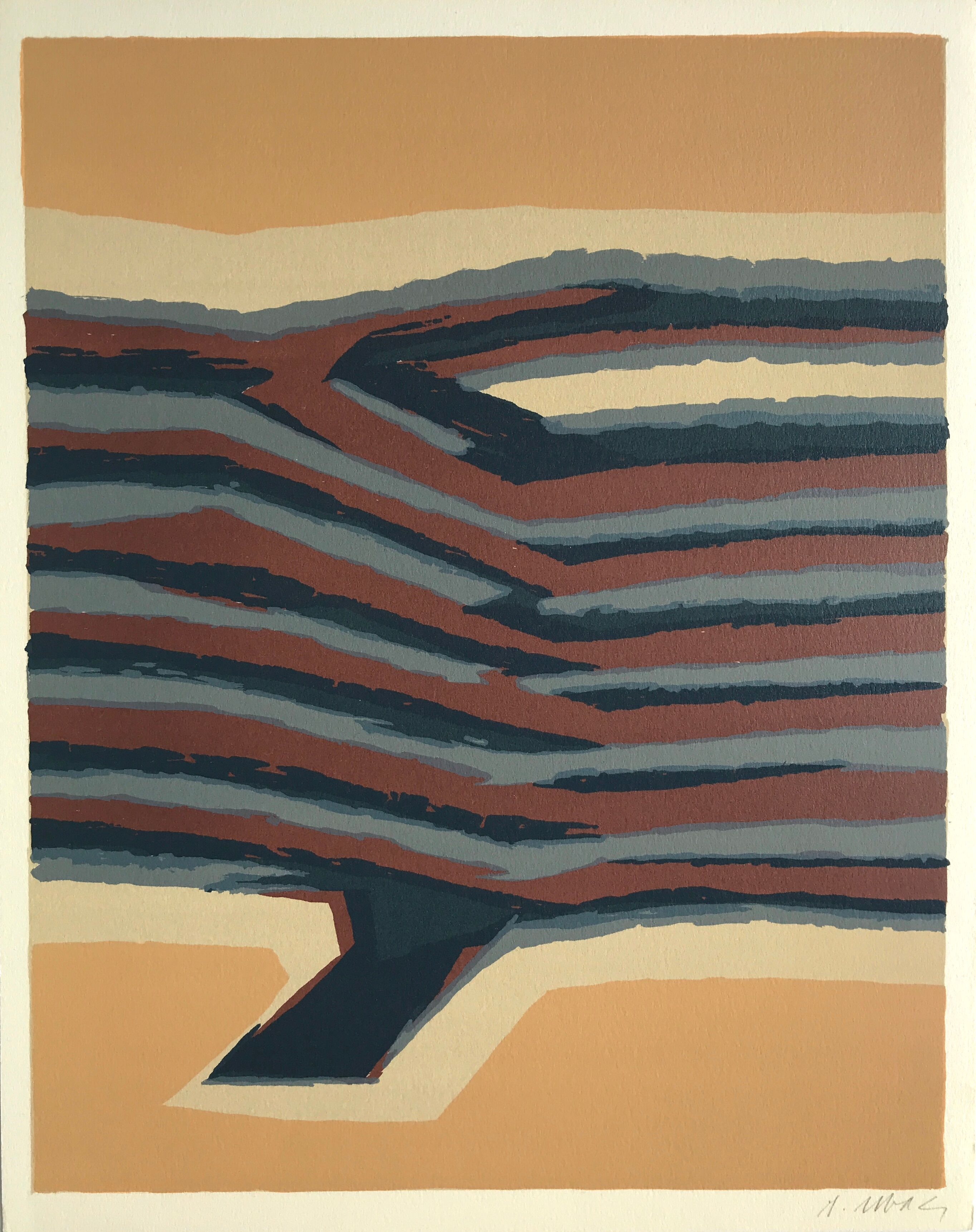 Original lithograph signed in pencil by Raoul UBAC, Earth V, 1978