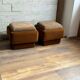 Ottomans Mid-Century Modern en marron et beige, années 1950, ensemble de 2