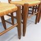 Set of 4 vintage brutalist chairs in wood and straw from the 1960s.