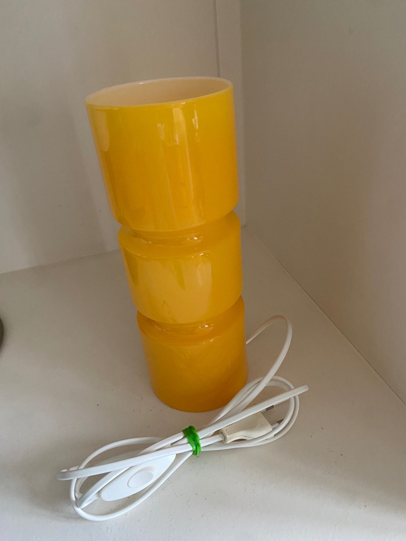 Fitz lamp in yellow glass Habitat vintage cylinder tube lamp