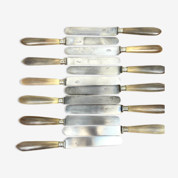 Service Of 12 Table Knives - Blonde Horn Handle