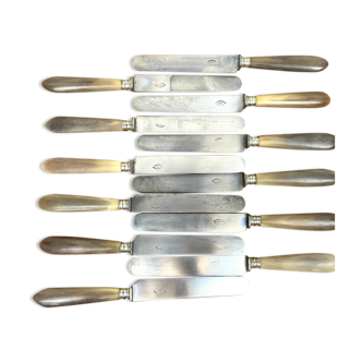 Service Of 12 Table Knives - Blonde Horn Handle