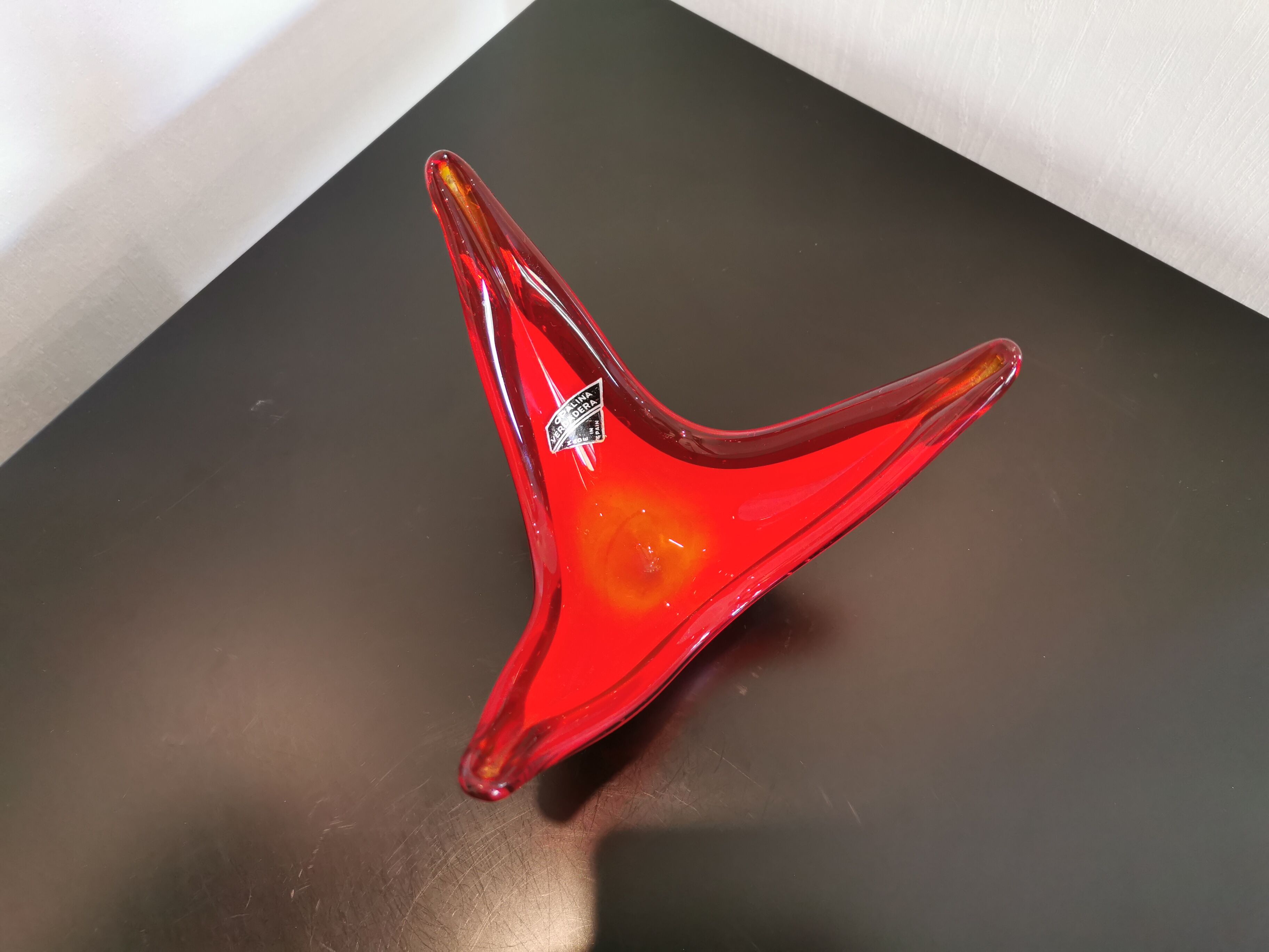 Spanish opaline red glass cup