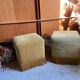 Pair of vintage fringed velvet poufs