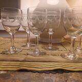 Ensemble de 6 verres anciens en Cristal gravés à l'acide début XXe Siècle