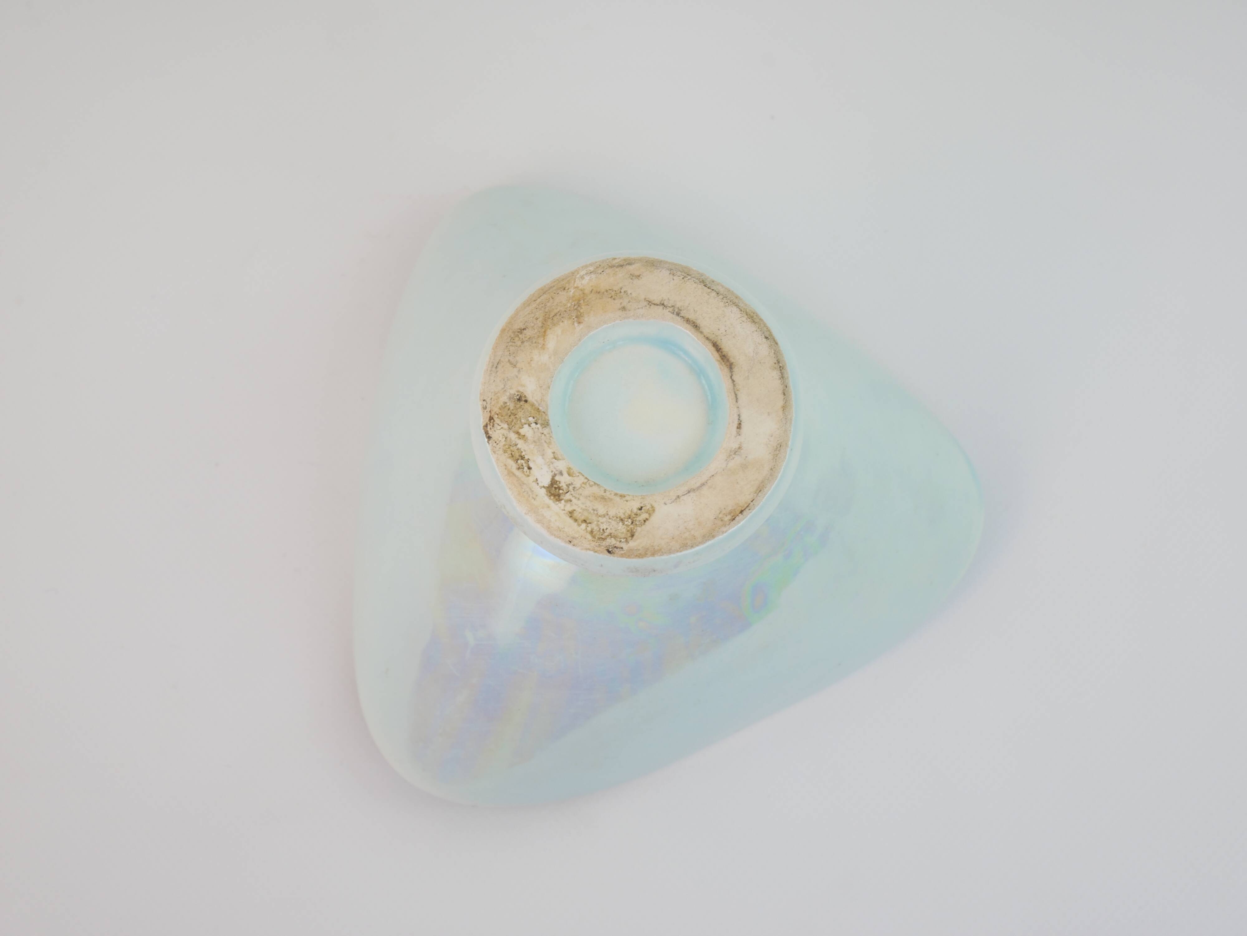 Small bowl or empty pocket in iridescent sky blue ceramic Vallauris circa 1950