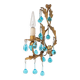 Applique murale italienne en fer doré et cristaux bleu turquoise, vers 1960