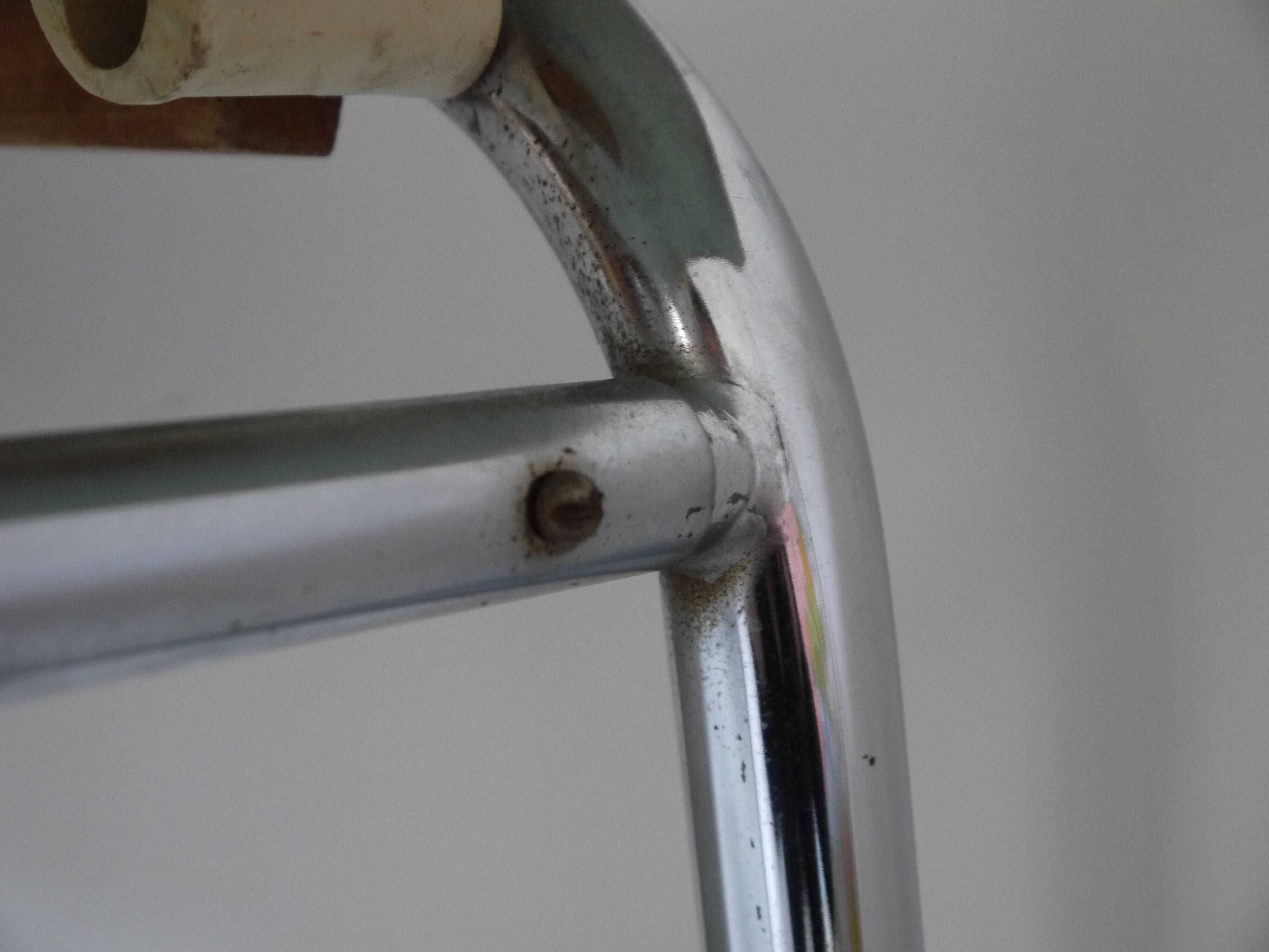 Black and white marbled formica table