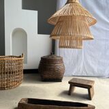 Rattan pendant lamp or light in the shape of an Asian lantern