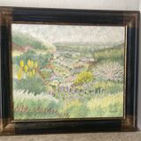 Landscape of flowery fields signed