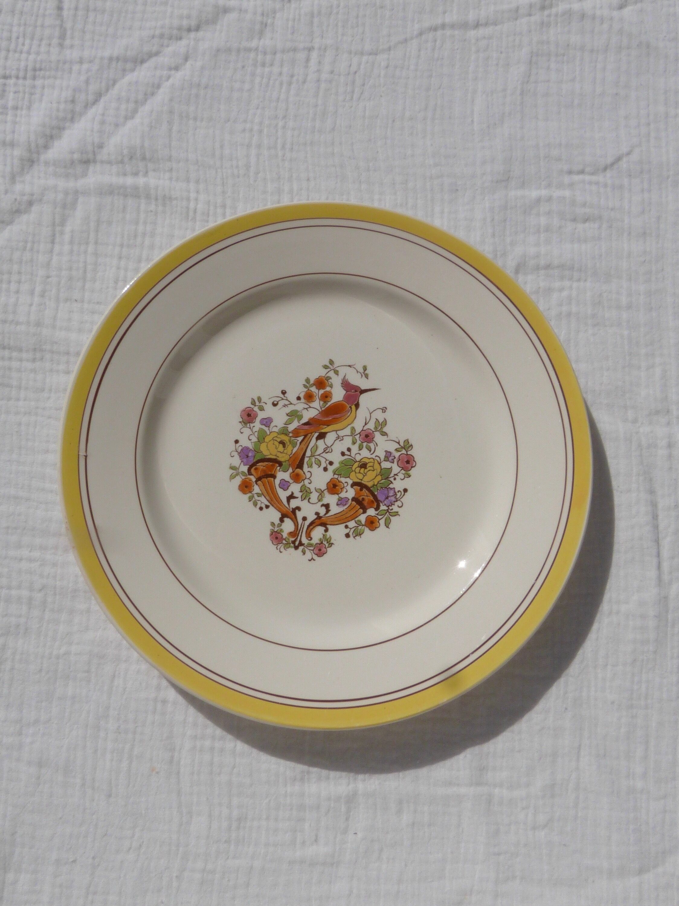 Set de 5 assiettes oiseau Boch la Louvière