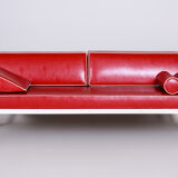 Cherry Red Leather Armchair made in 1930s by Slezak Factories - Restored