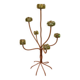 Grand chandelier design 6 branches en fer forgé et verre.