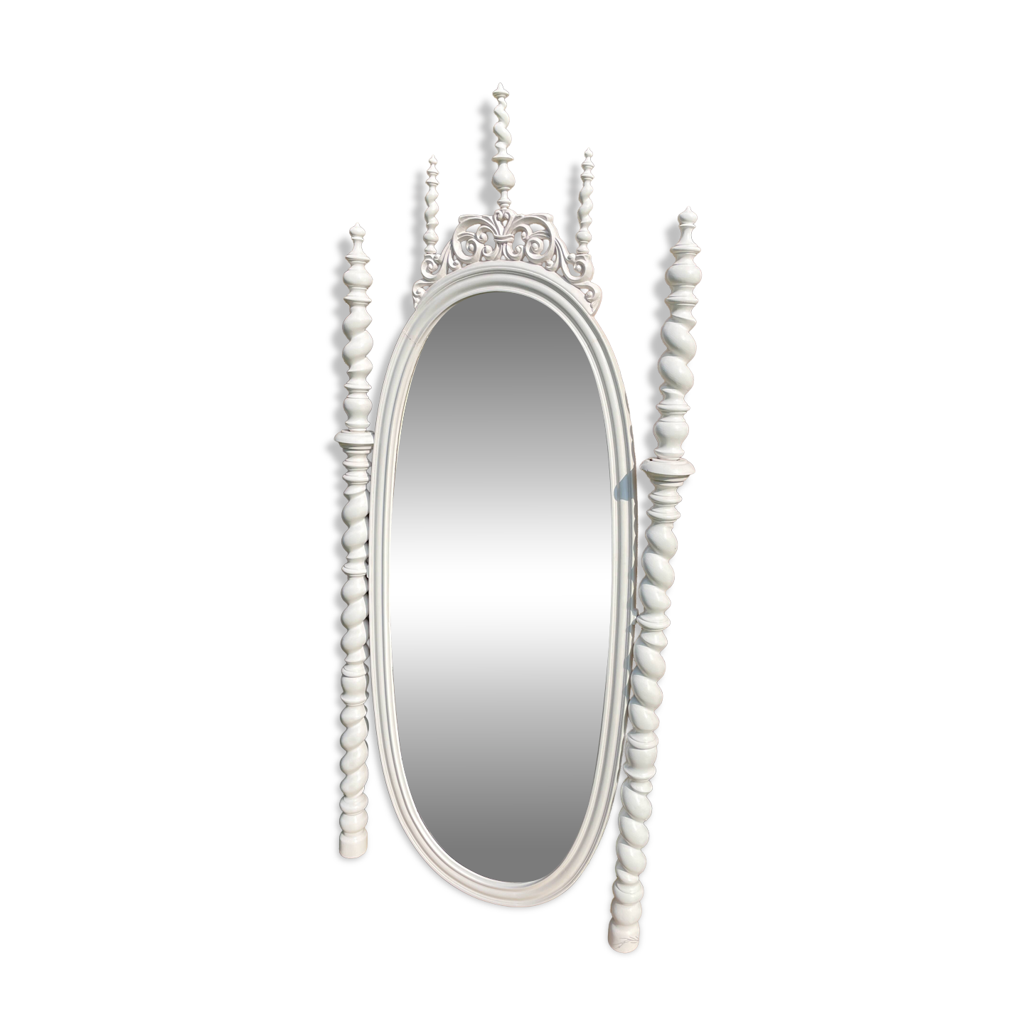 Late 19th century Portuguese wooden mirror, Bilros style - Rare