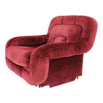 Fauteuil 1970 en Velours Rouge, Italie