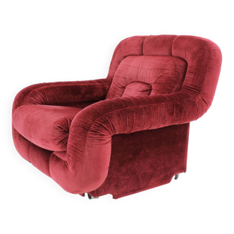 1970 Armchair in Red Velvet, Italy
