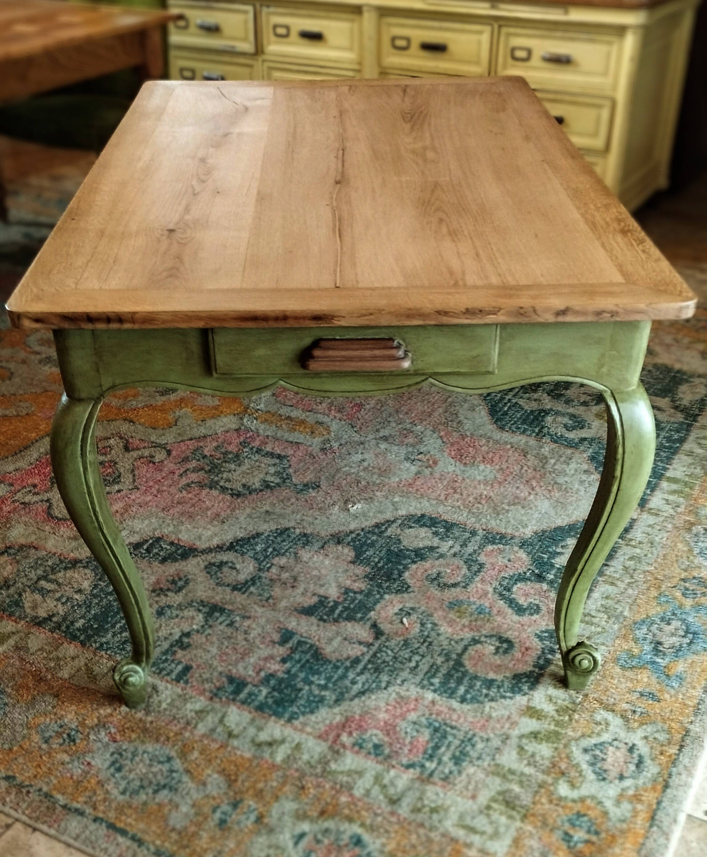 Olive green patinated table