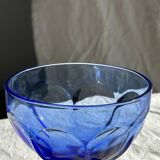 5 blue glass stemmed ice cream bowls