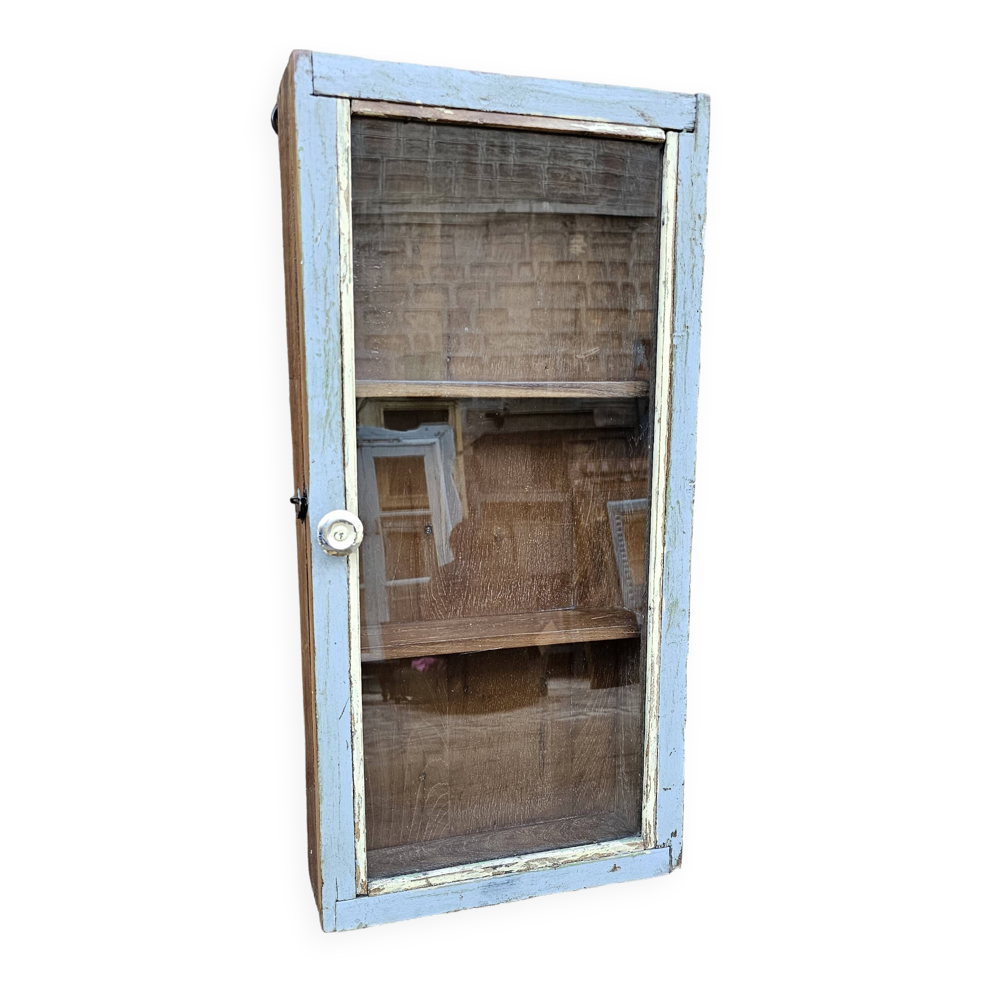 Old Burmese teak wall display case