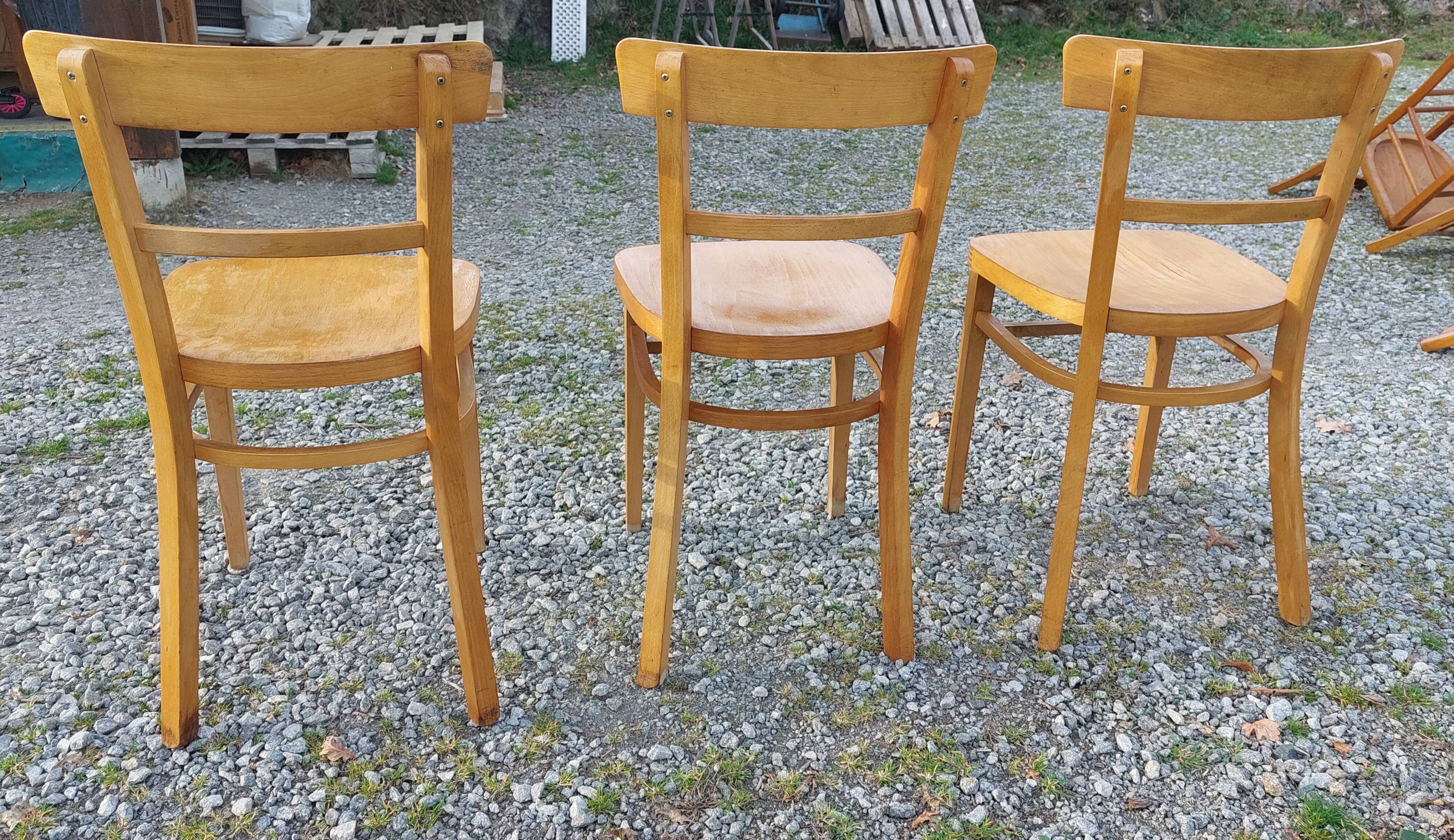 3 bistro chairs, light colour