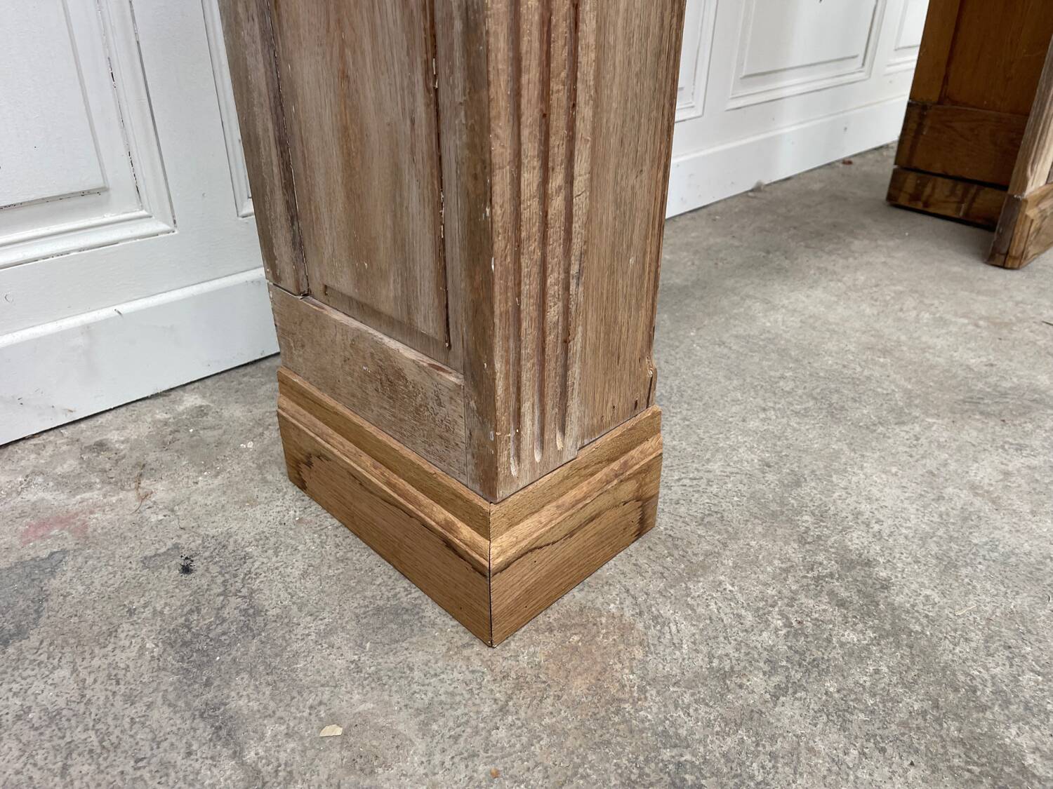Old solid oak fireplace mantle from the late 19th century