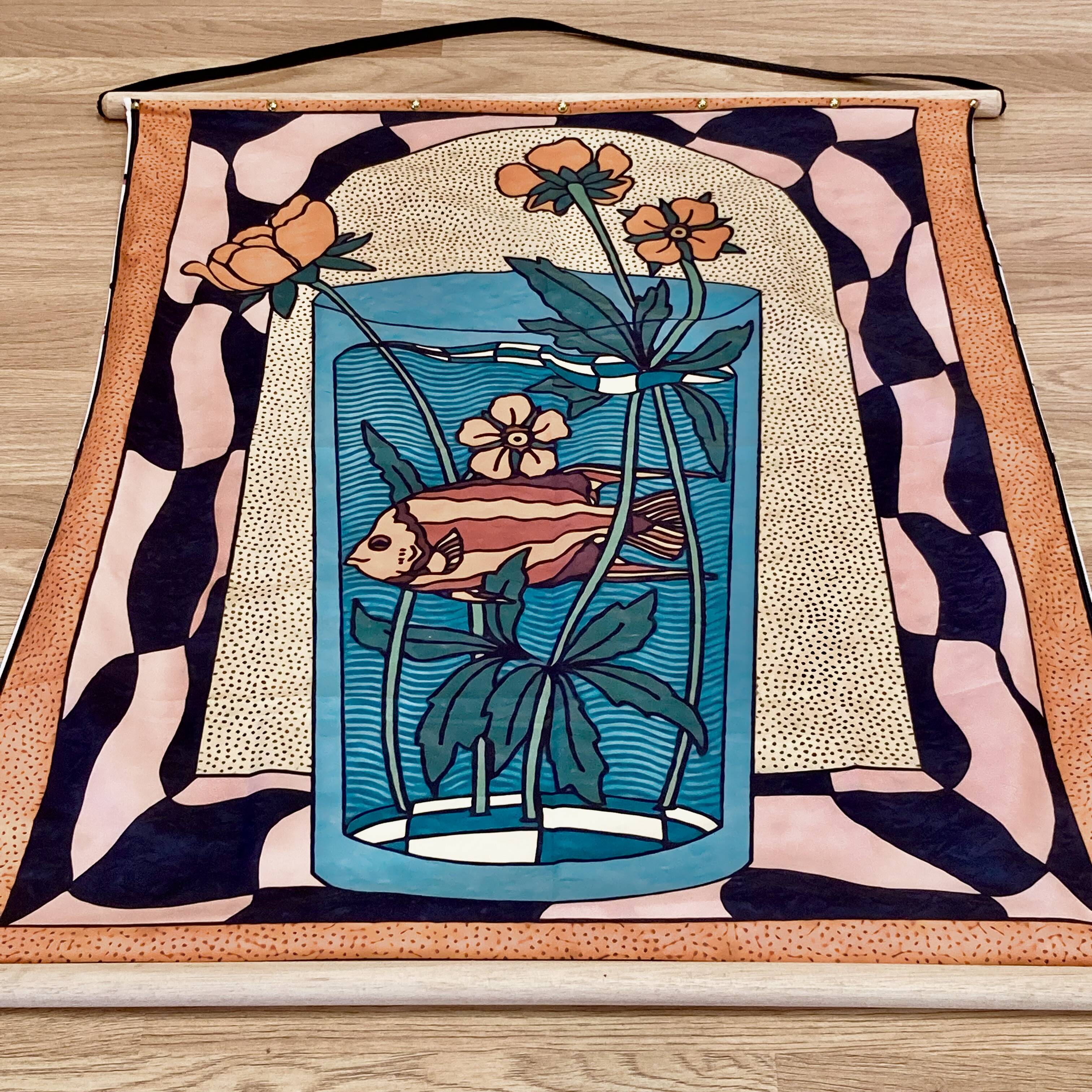 Large silk hanging decoration.