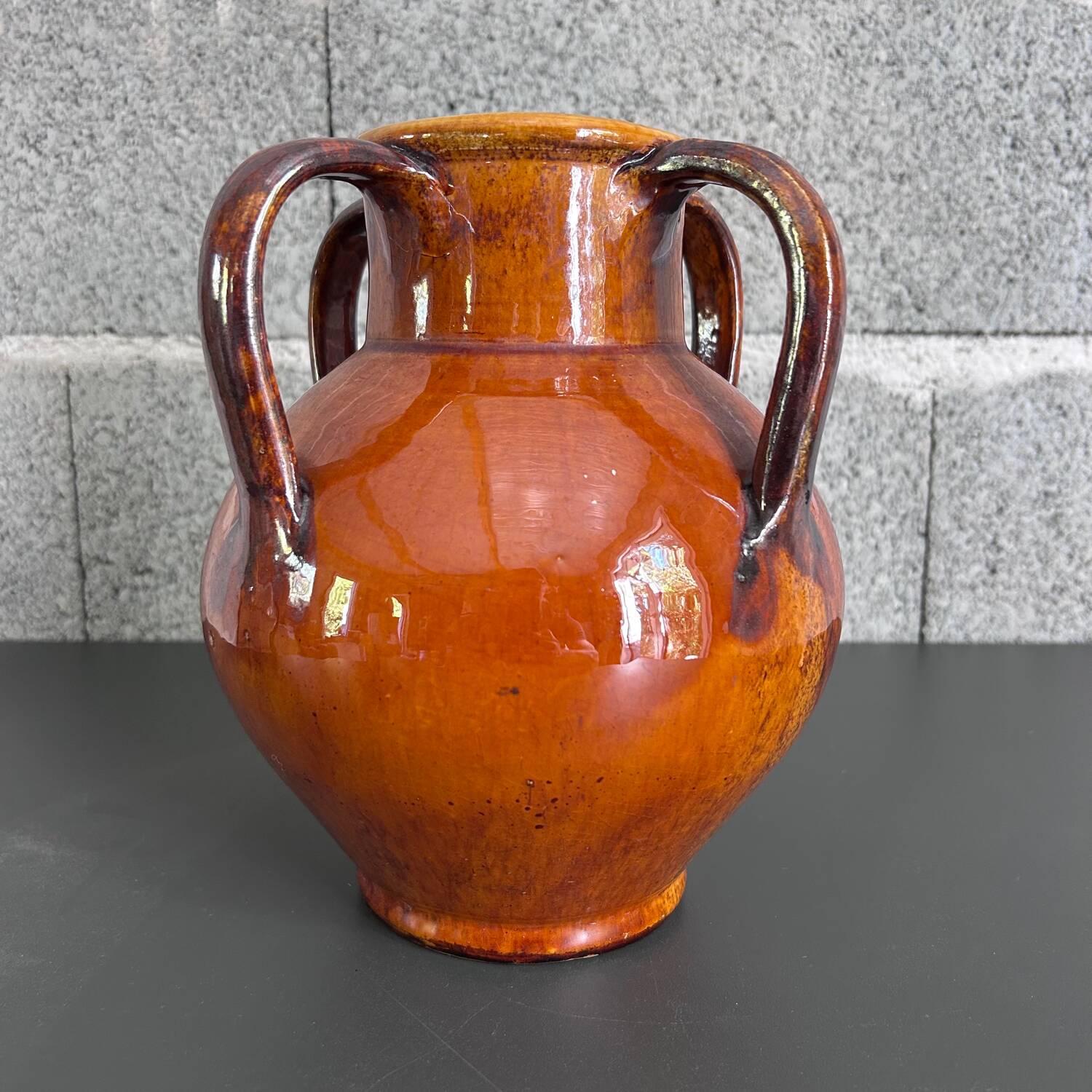 Signed 4-handled vase