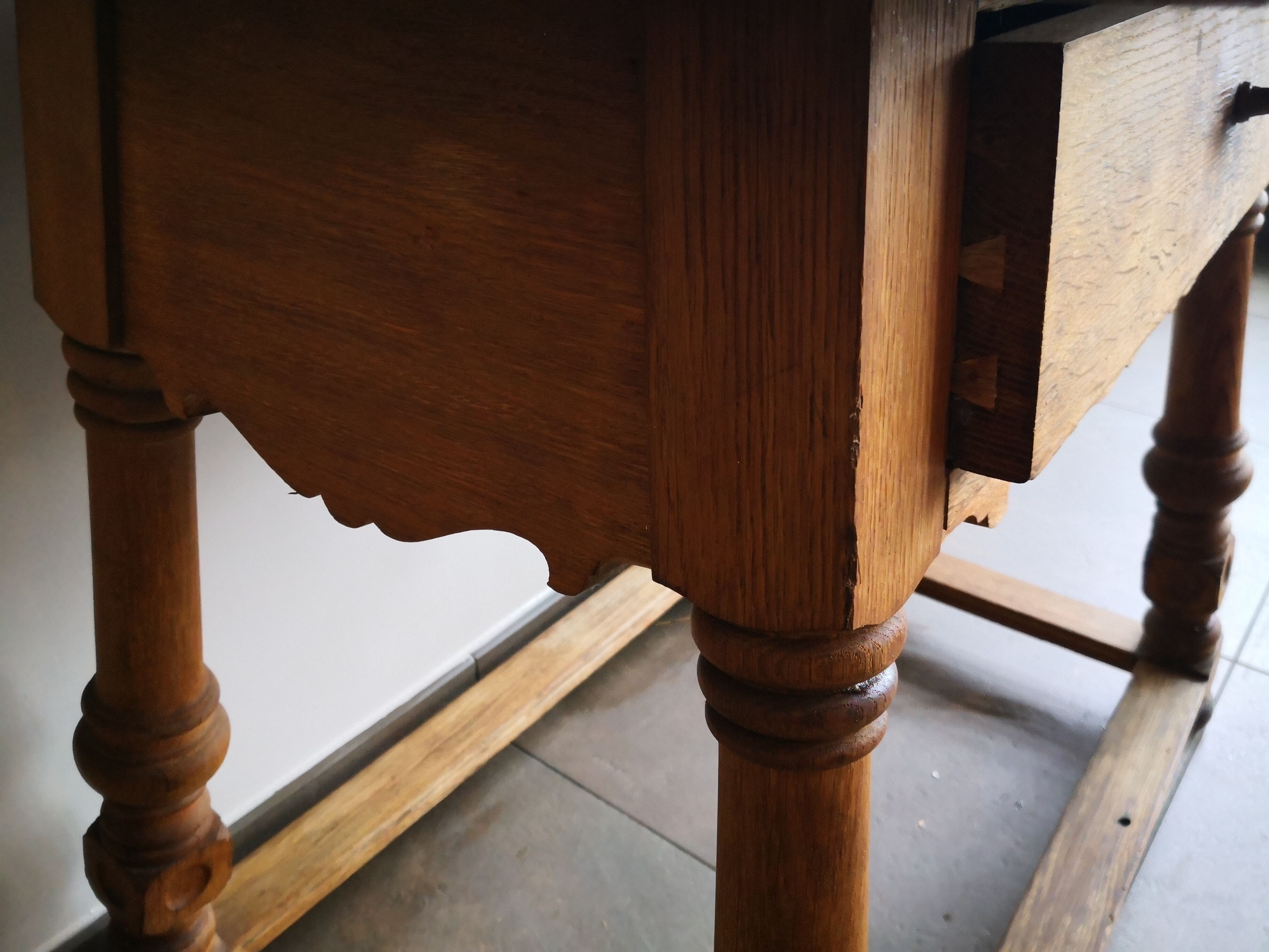 Old country desk feet turned