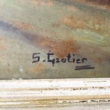 Antique painting of a forest landscape signed S.Gautier