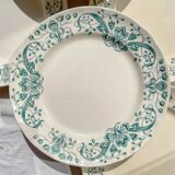 Set of 8 Antique Flat Plates "Figuig" Iron Earth – Longchamp 19th Century