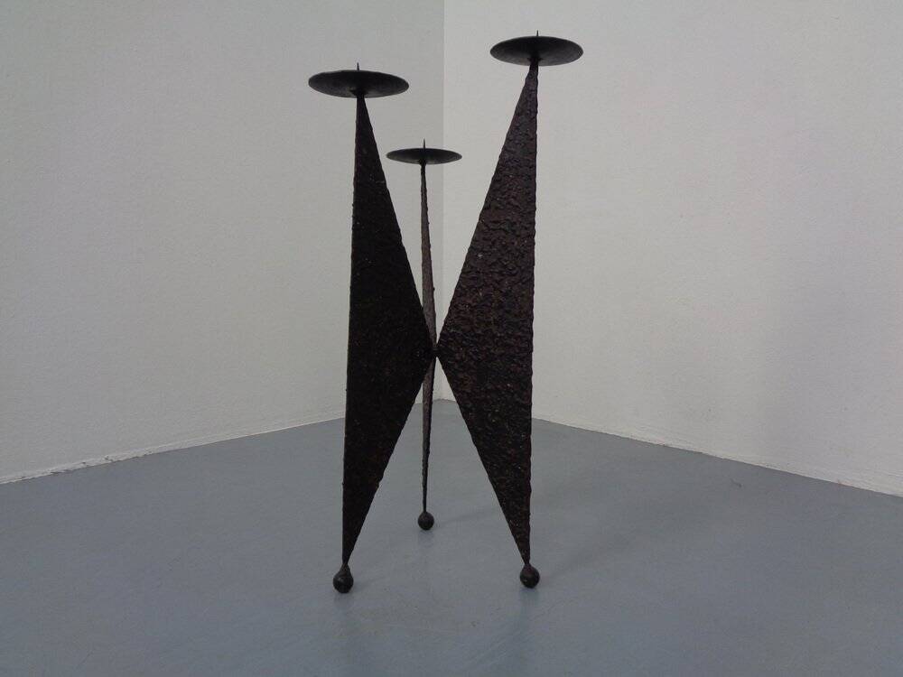 Brutalist German Iron Candleholder, 1960s