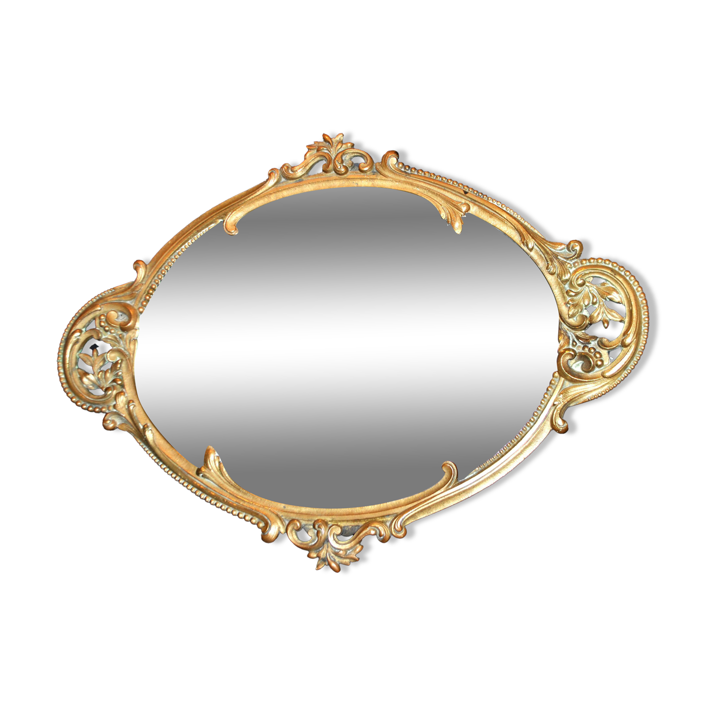 Antique mirror tray Centerpiece mainly in bronze and mercury glass
