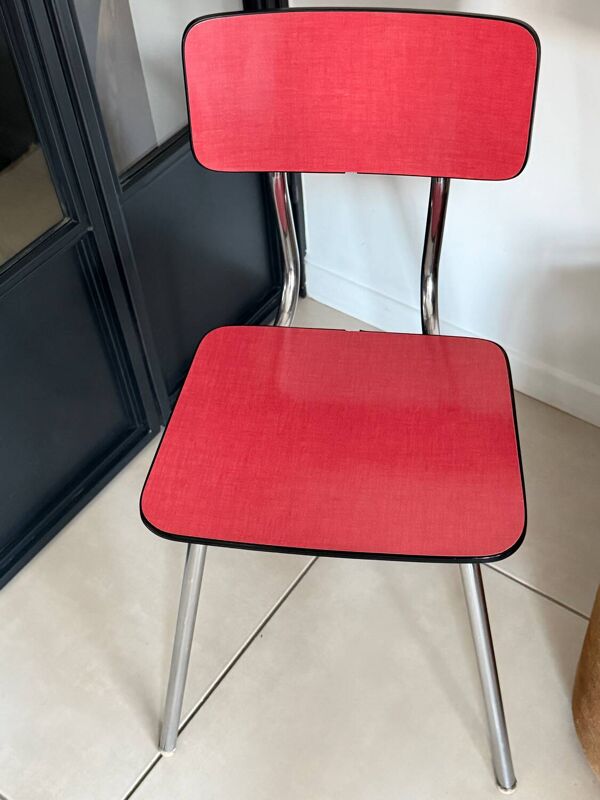 Chaise en Formica rouge vintage