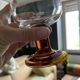 6 verres pieds bloc ambre 70’