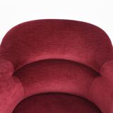 Sofa and pair of toad armchairs in red velvet.
