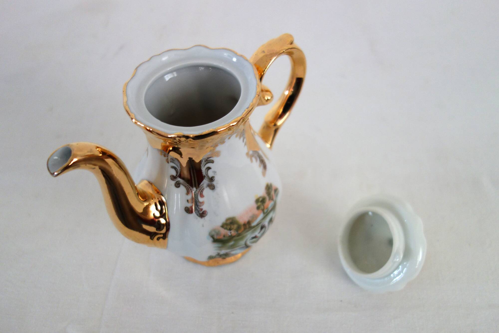 Coffee service 6 cups Swan Lake vintage Italian porcelain