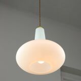 Mid-Century Italian Opaline and Brass Pendant Lamp