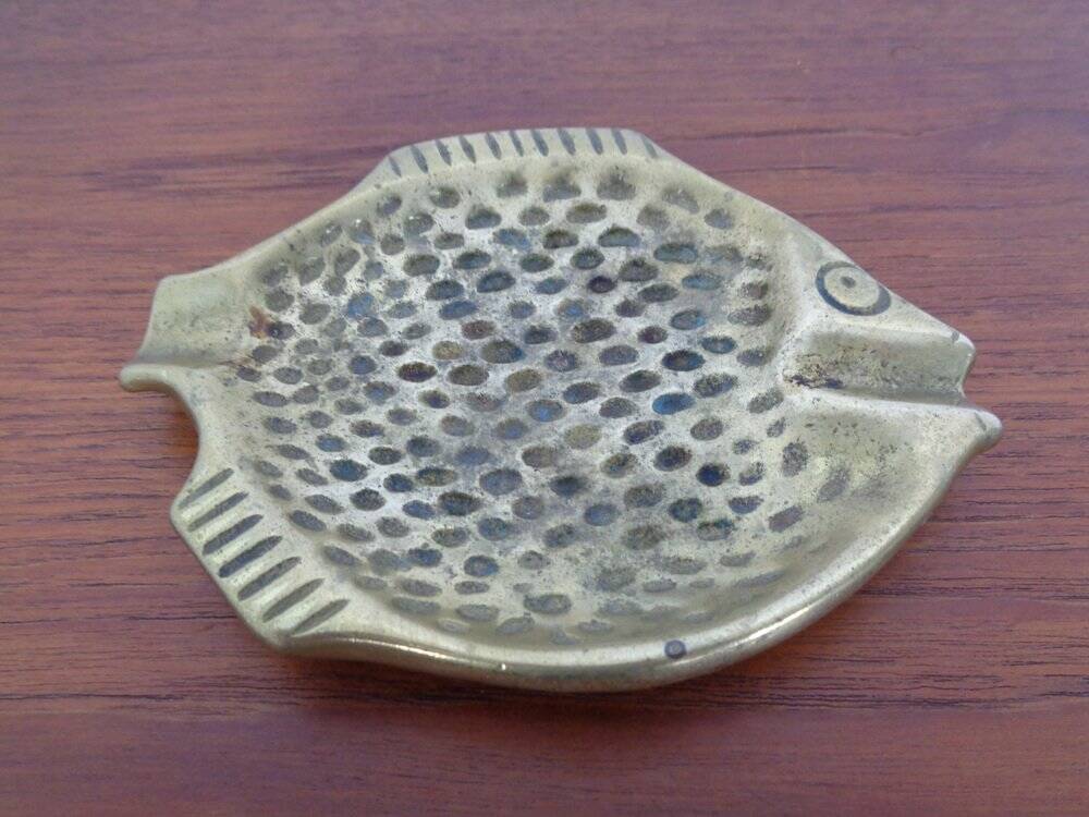 Brutalist Bronze Fish Ashtray, 1960s