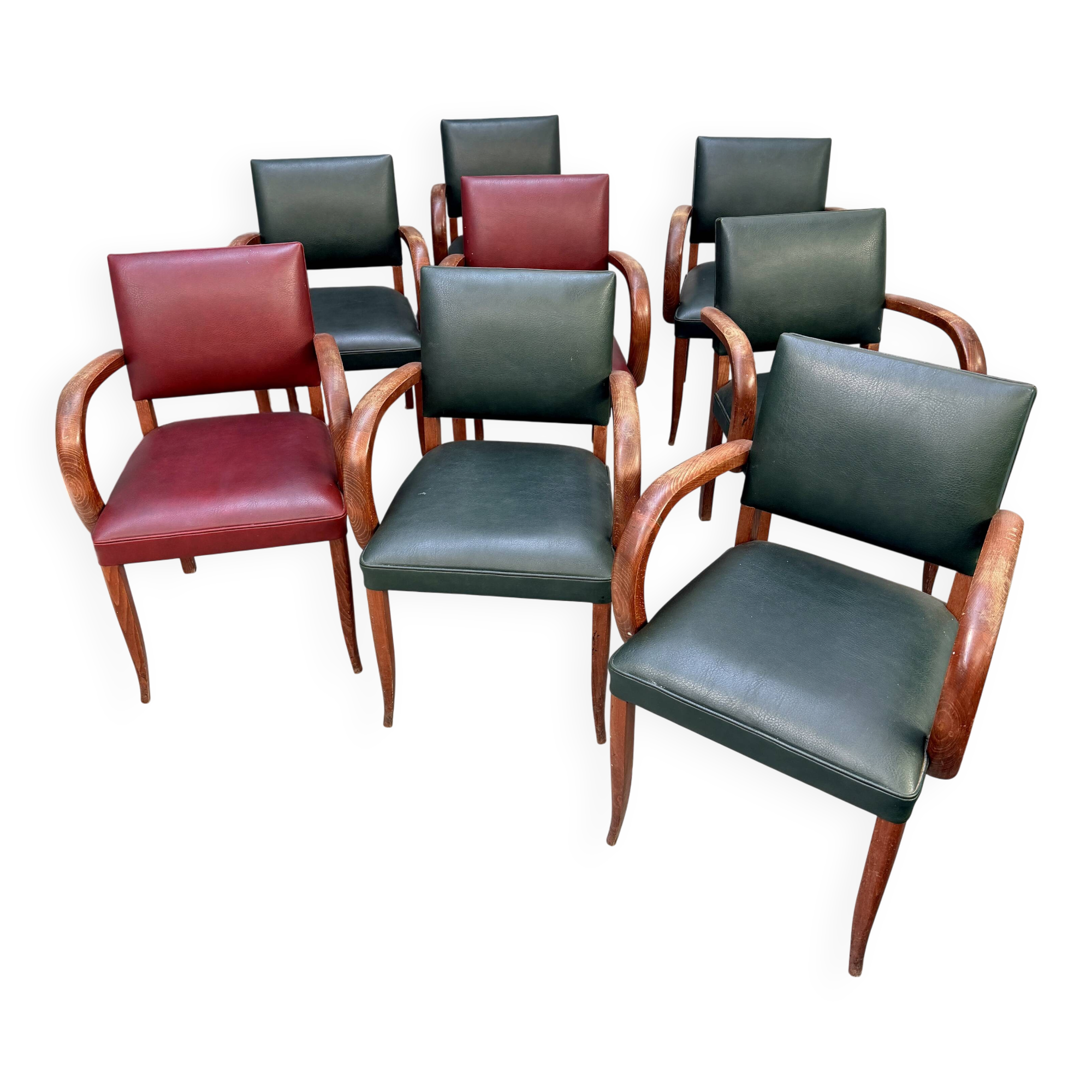 Set of 8 vintage Art Deco Bridge chairs (1930s-1940s)