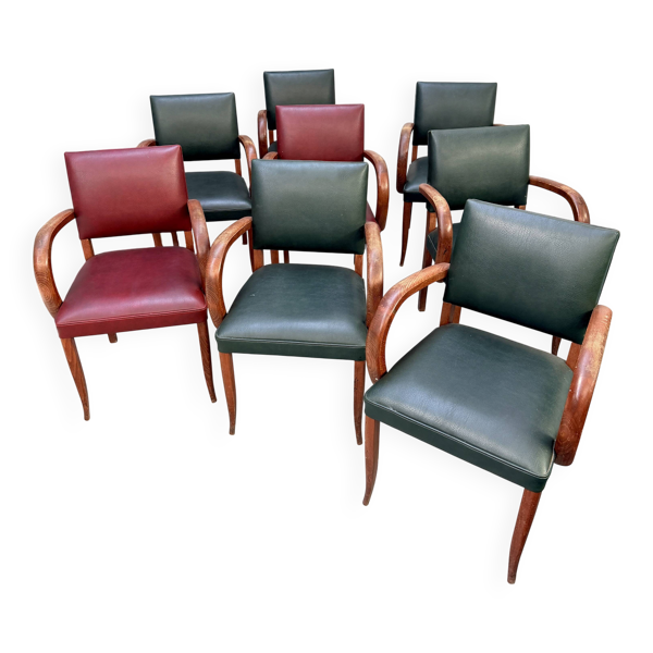 Lot de 8 fauteuils Bridge Art-déco vintage (années 30-40)