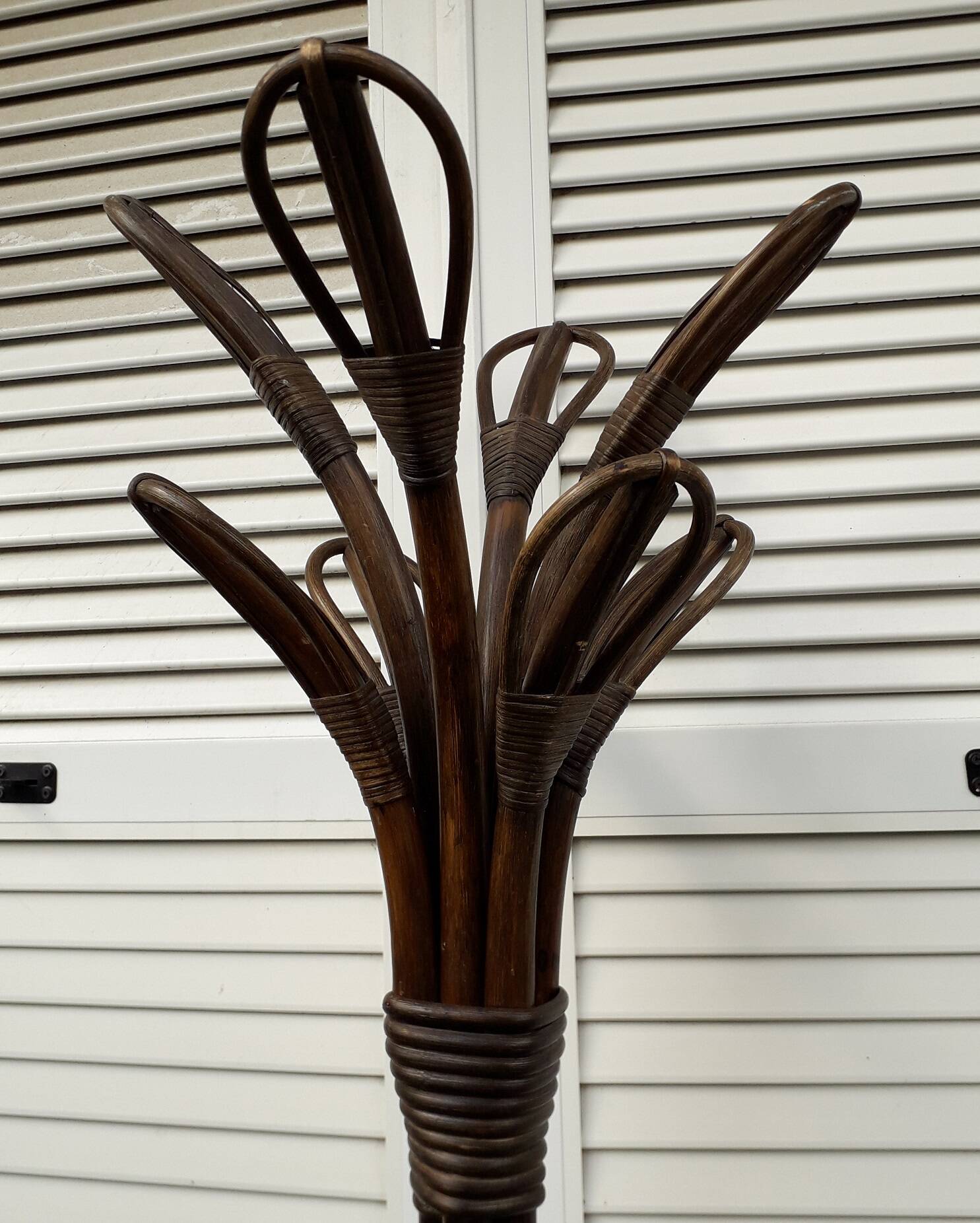 Rattan coat rack