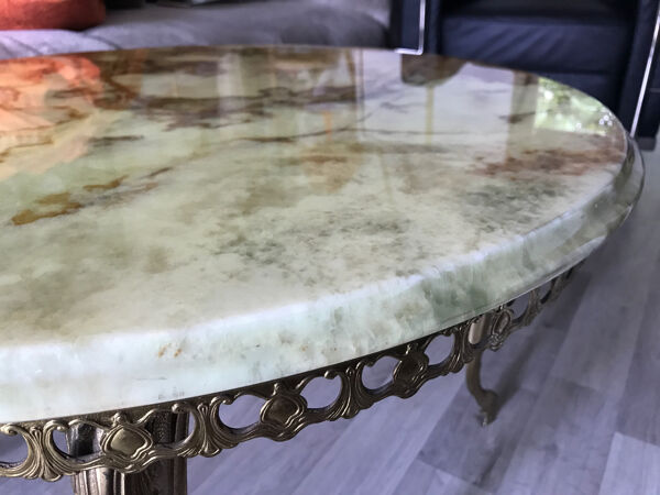 Table basse d’appoint en marbre et laiton