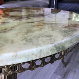 Marble and brass side coffee table