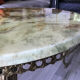 Accent coffee table in marble and brass