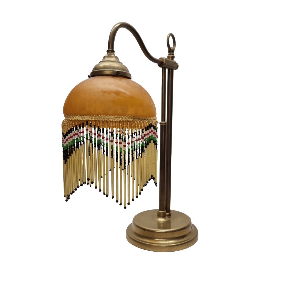 Vintage Beaded Lamp On Brass Base, 1960/70s