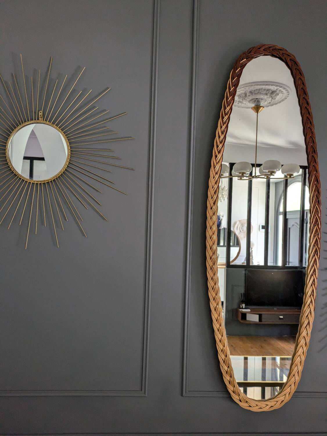 Large rattan mirror 60'