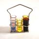 Set of 5 Art Deco 1920s shooter glasses in coloured and uranium glass - ouraline.