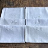 6 napkins, cotton damask, monogram