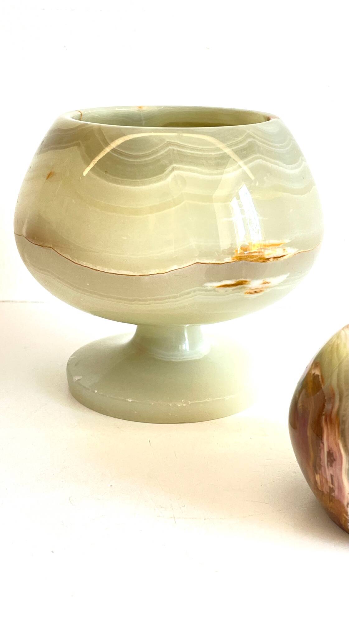 2 70s design onyx candle holders